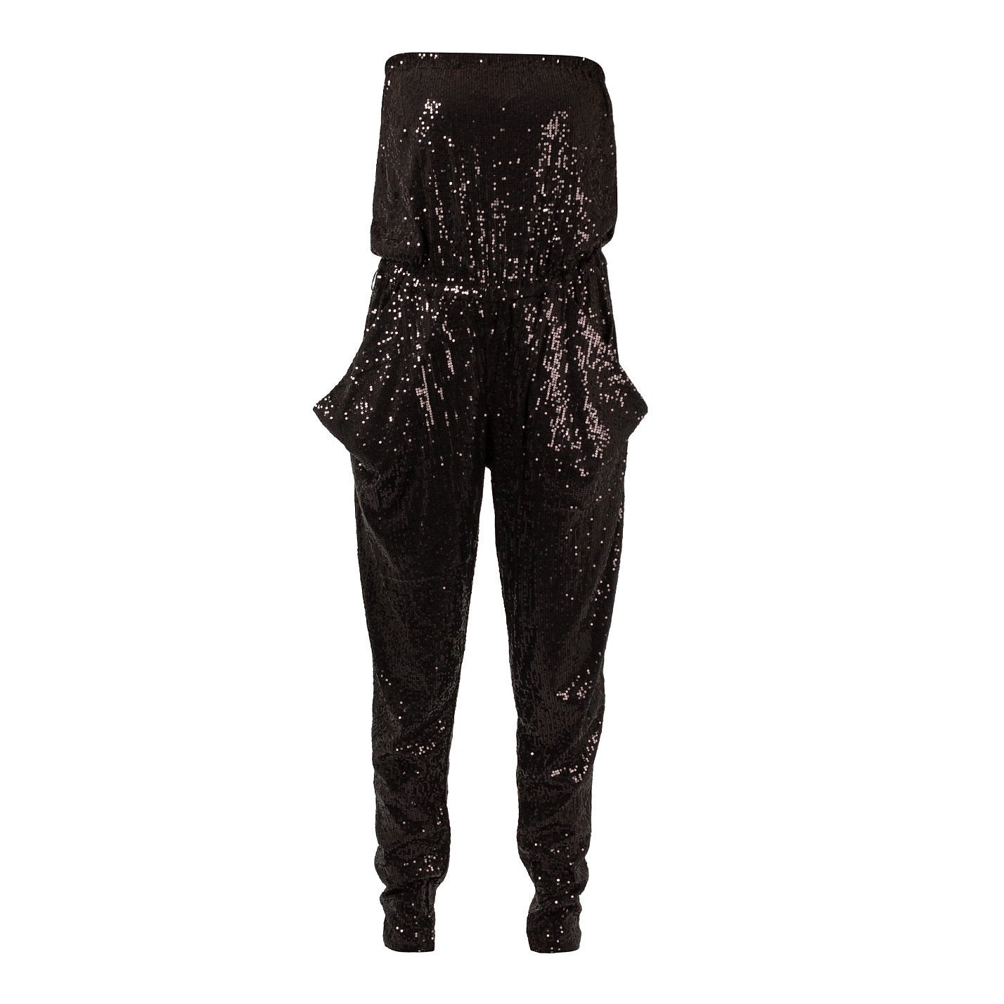 Michael Kors Black Sequin Strapless Jumpsuit