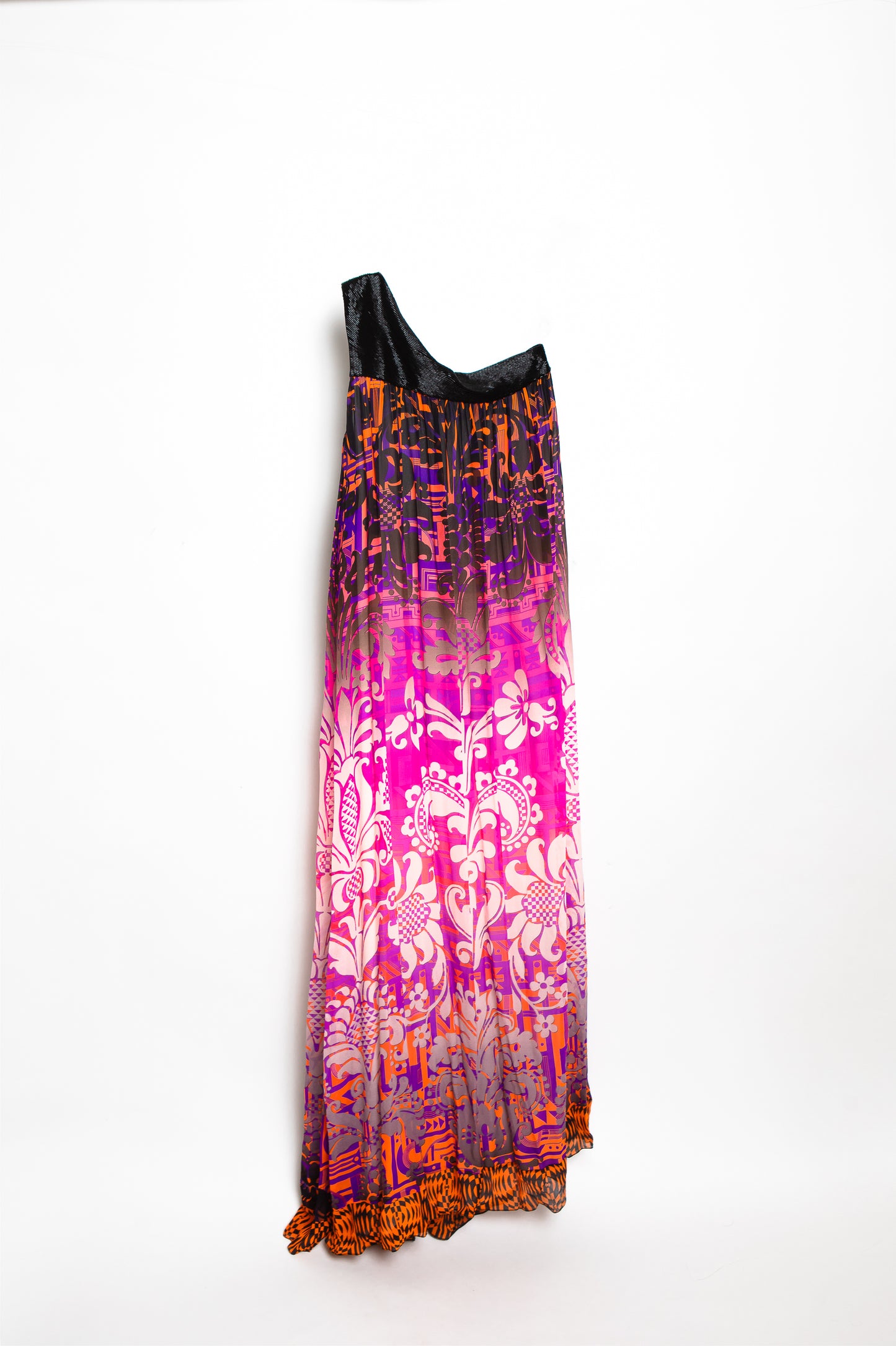 Matthew Williamson One Shoulder Maxi Dress with Beaded Belt