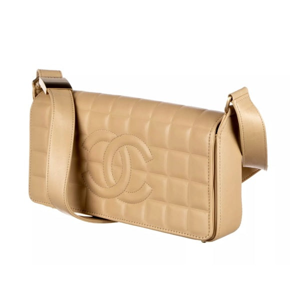 Chanel Beige Chocolate Bar Shoulder Bag