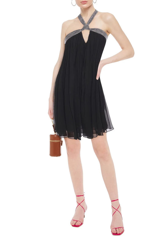 ba&sh Black Halter Sequin Neck Dress