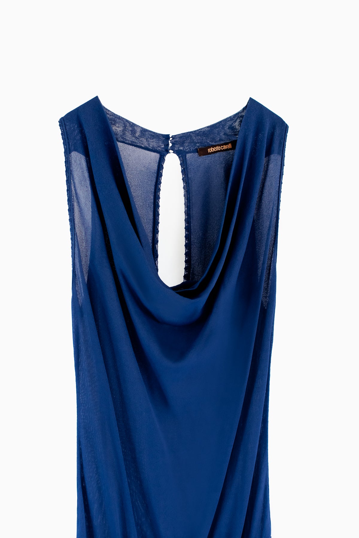 Roberto Cavalli Blue Knit Maxi Dress
