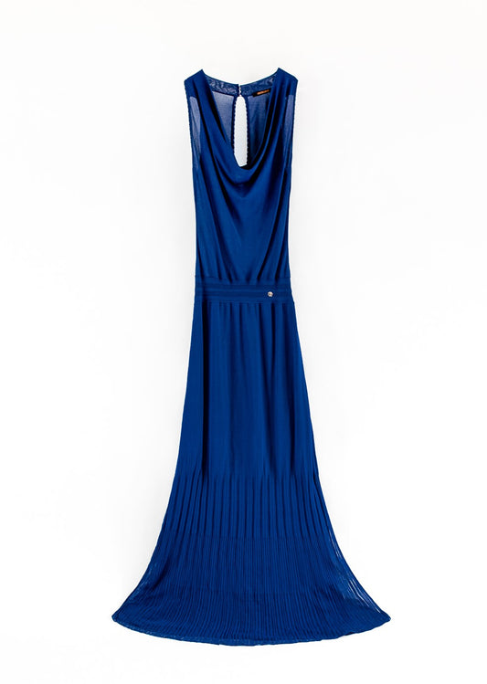 Roberto Cavalli Blue Knit Maxi Dress