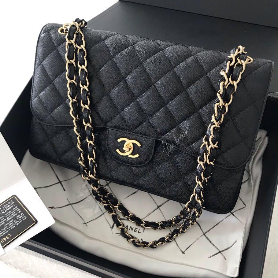 Chanel Jumbo Black Caviar Leather Double Flap Chain Shoulder Bag Handbag  Purse  Thang máy Fuji nhập khẩu nguyên chiếc Ecofuji Việt Nam