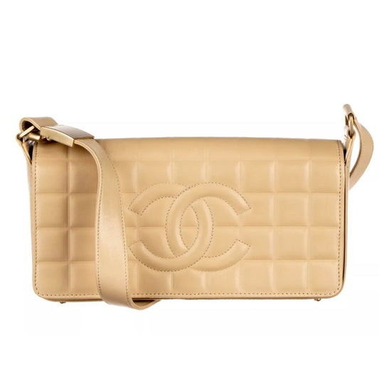Chanel Beige Chocolate Bar Shoulder Bag